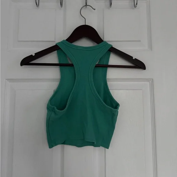 Alo Teal Ribbed Racerback Crop Tank - Picture 3 of 3